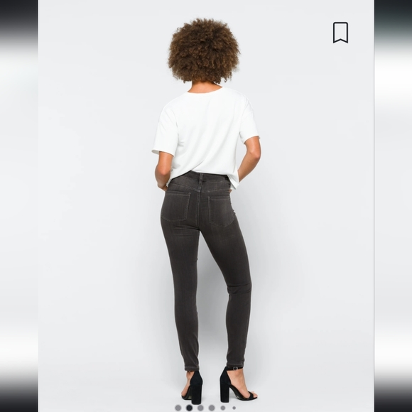 Dark Grey High Rise Skinny Jeans - Picture 4 of 4